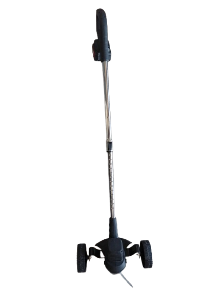 Coasa electrica cu roti, trimmer cu 2 acumulatori inclusi + disc si lame, tija extensibila, 7000 RPM