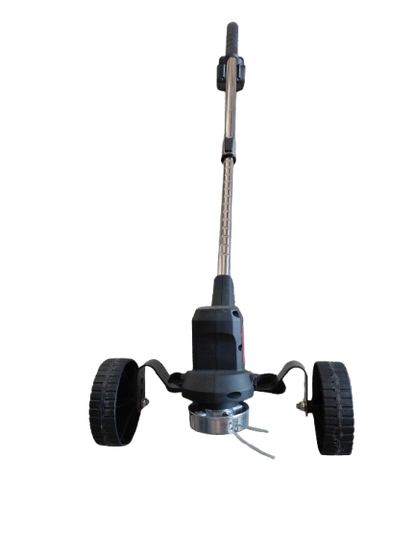 Coasa electrica cu roti, trimmer cu 2 acumulatori inclusi + disc si lame, tija extensibila, 7000 RPM