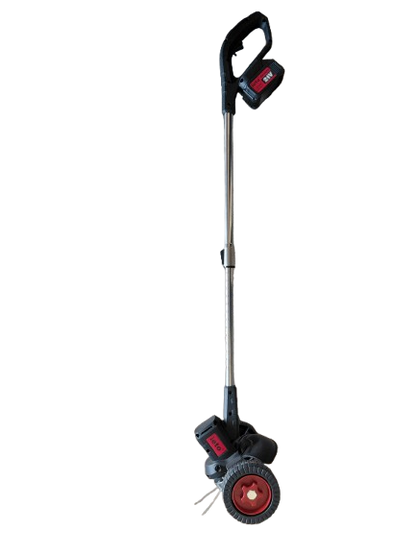 Coasa electrica cu roti, trimmer cu 2 acumulatori inclusi + disc si lame, tija extensibila, 7000 RPM
