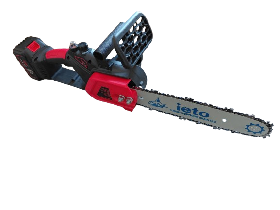 Minidrujba electrica cu lant, 12 inch cu 2 acumulatori, 20000 RPM, 1100W, rosie