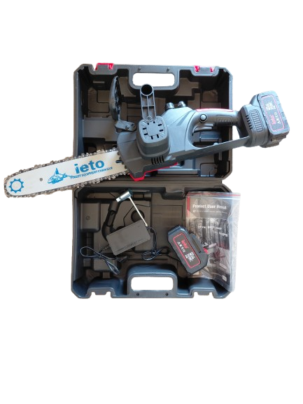 Minidrujba electrica cu lant, 12 inch cu 2 acumulatori, 20000 RPM, 1100W, rosie