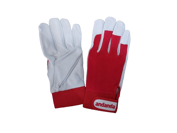 Manusi protectie din piele rosu-alb