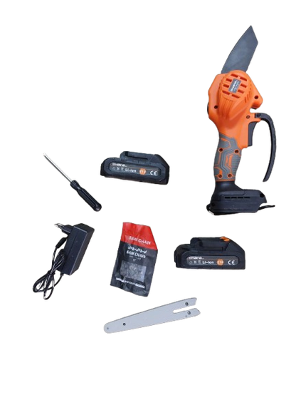 Minidrujba electrica cu lant, 6 inch cu 2 acumulatori, portocalie Haina