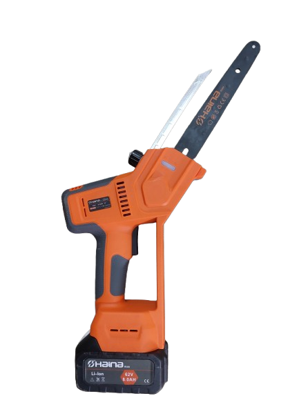 Minidrujba electrica cu lant, 8 inch cu 2 acumulatori, portocalie Haina