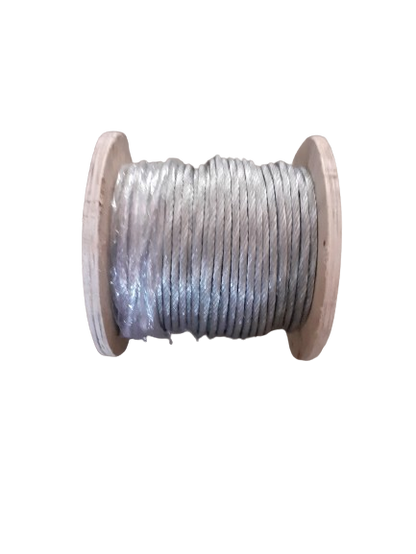 Sufa metalica plastifiata pe tambur de lemn 100 m x 3 mm