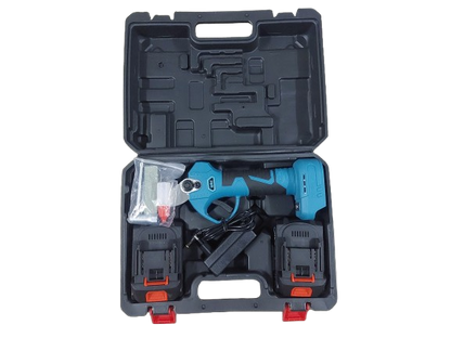 Foarfeca electrica cu 2 acumulatori pentru pomi, albastra