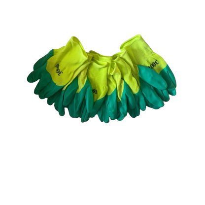 Set 12 manusi de lucru groase din spuma latex galben-verde marime universala