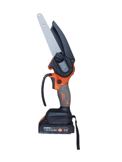 Minidrujba electrica cu lant, 6 inch cu 2 acumulatori, portocalie Haina